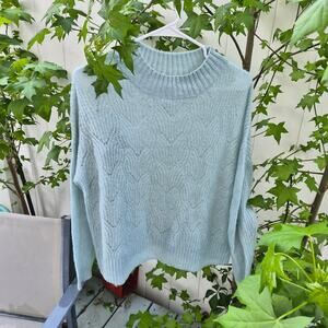 BP. Nordstrom Light Blue Pointelle Knit Mock Neck Sweater - Sz Small